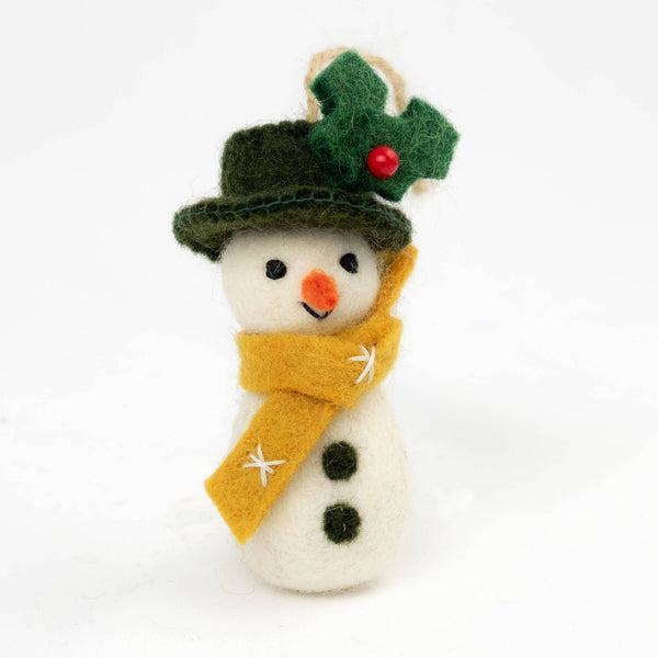 Snowman Nepali Felt Ornament