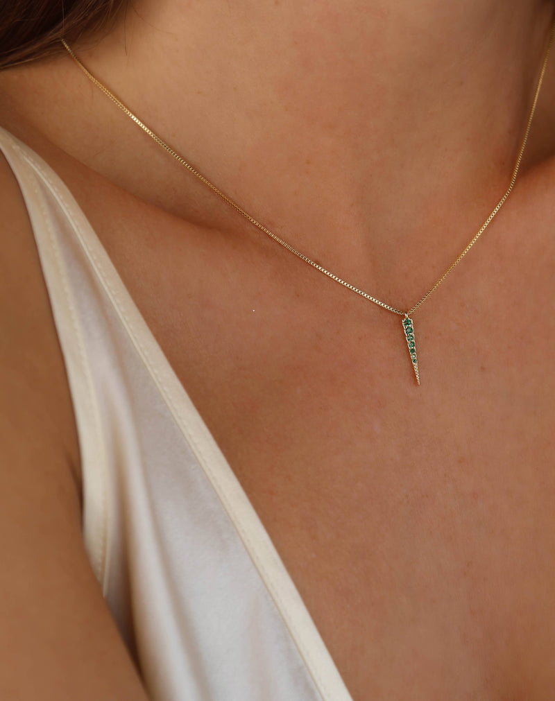 Spear Necklace: Emerald CZ