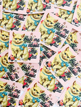 Ask Me About My Cat Funny Retro Cat Sticker