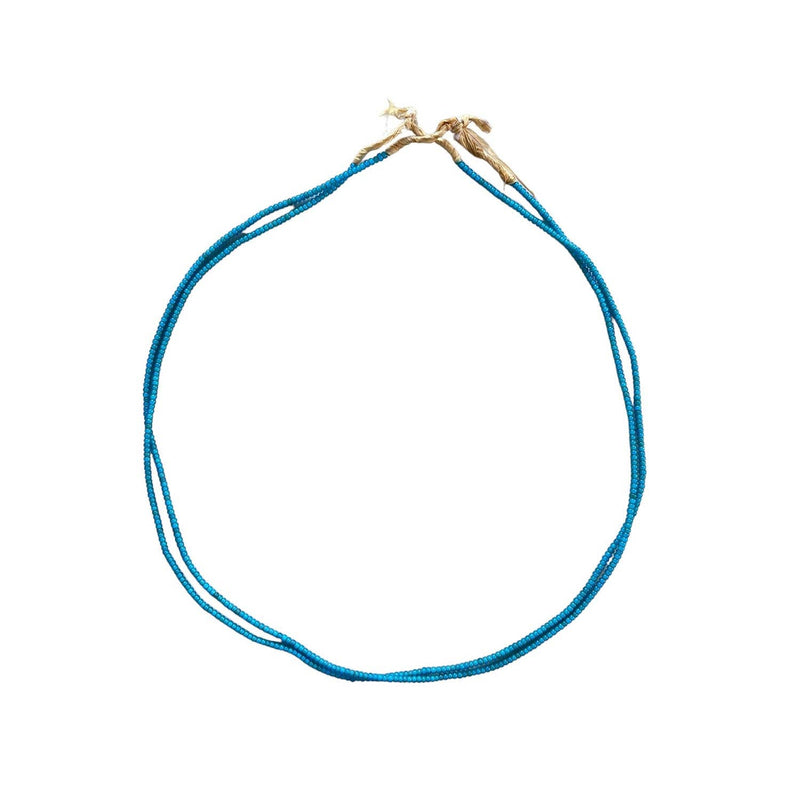 White Heart Glass Bead Teal: Medium