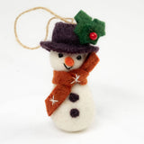 Snowman Nepali Felt Ornament