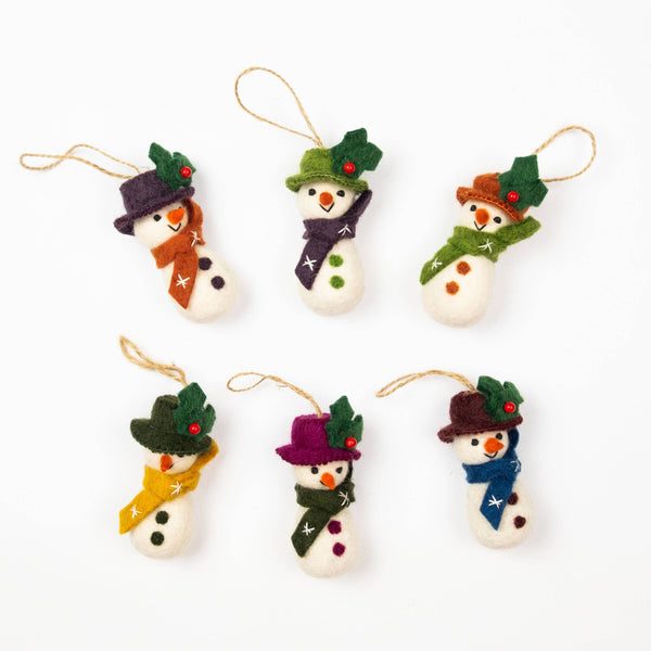 Snowman Nepali Felt Ornament