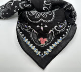 Black Bandana With Floral Embroidery