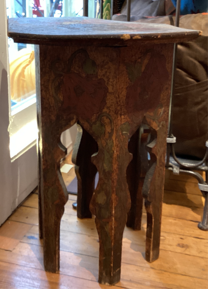 Antique Arts & Crafts Pyrography Side Table