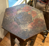 Antique Arts & Crafts Pyrography Side Table