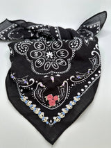 Black Bandana With Floral Embroidery