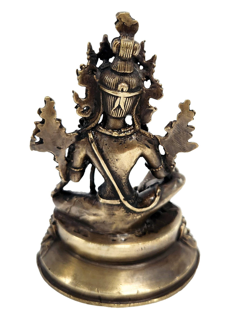 Green Tara Bronze Statue: Bronze / 4"x2.8" / Green Tara