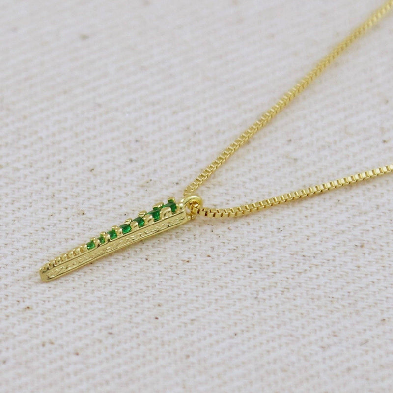 Spear Necklace: Emerald CZ