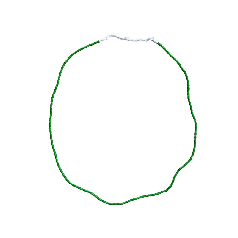 White Heart Glass Bead Green: Medium