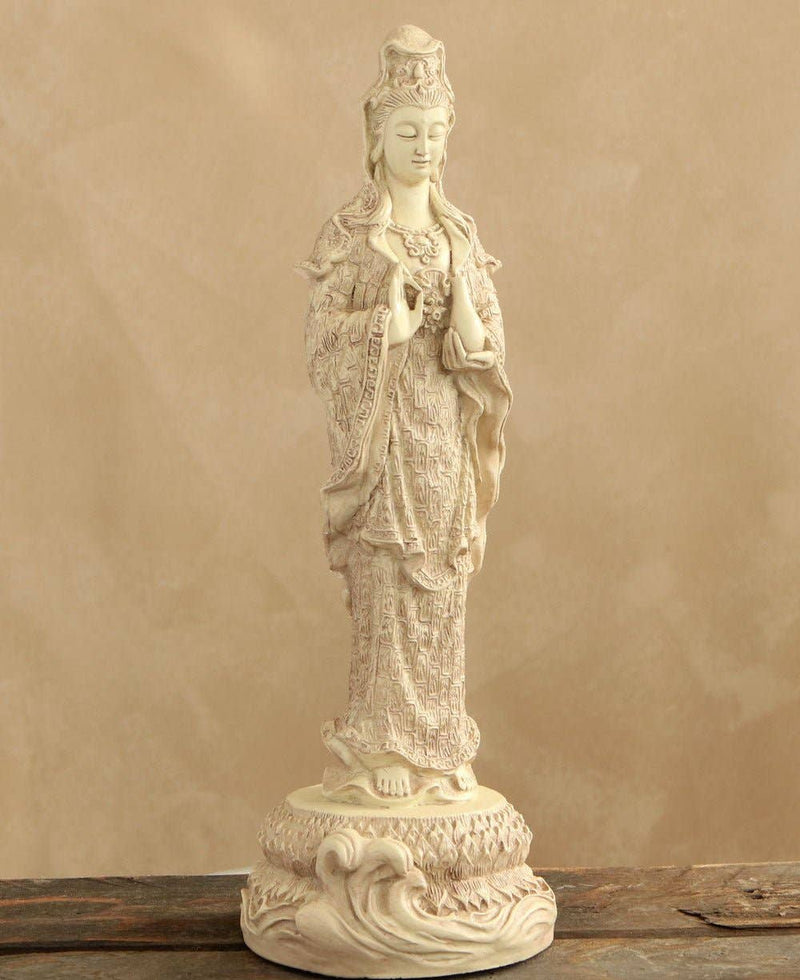 Kuan Yin Statue Holding a Vase, 12.25 Inches Tall