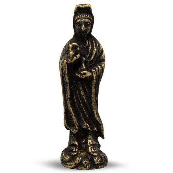 Miniature Brass Kuan Yin Statue 4.5cm