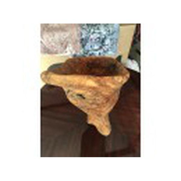 Hand Carved Olive Wood Standing Bowl (16" Tall)